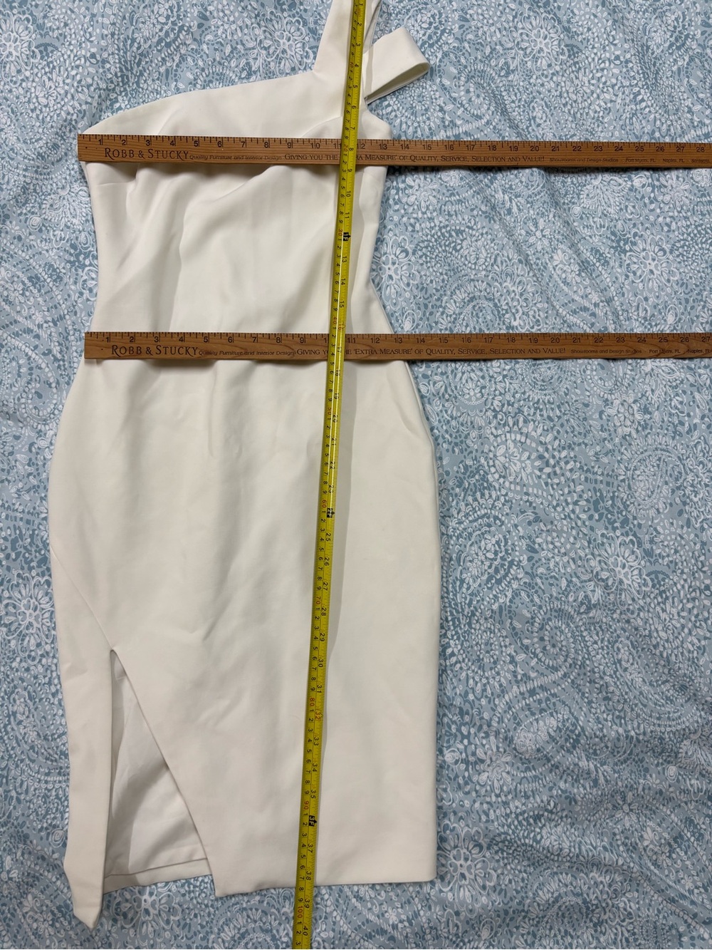 Likely One-Shoulder Cream Midi Dress with Side Slit - Picture 6 of 13